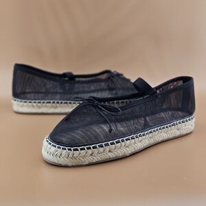 Loeffler Randall Black Kayla Soft Mary Jane Espadrille Ballet Flat Vacation